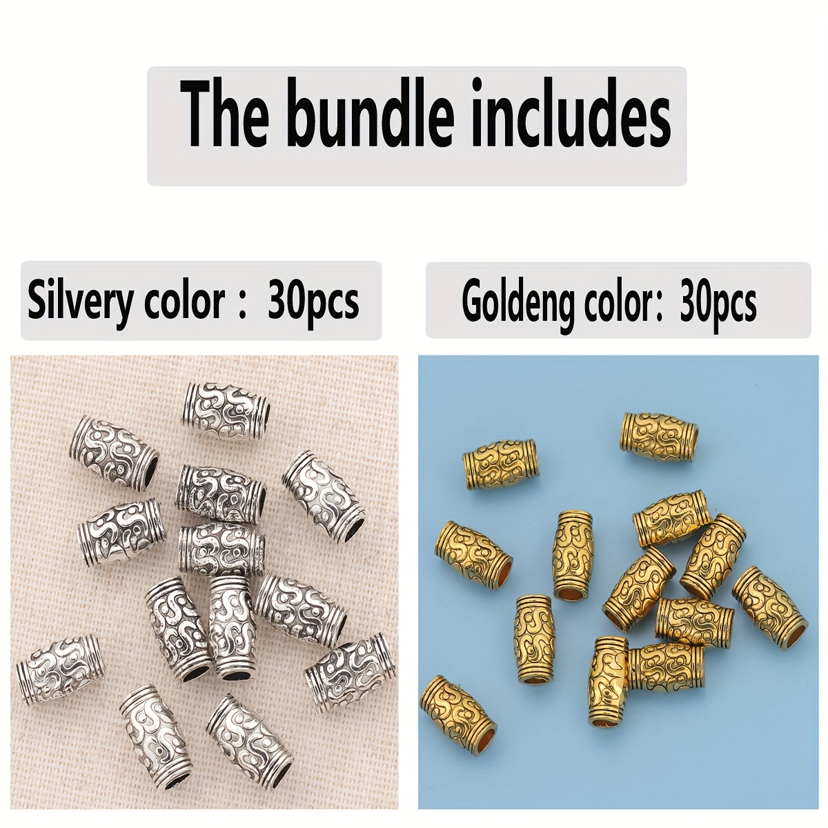 60pcs Tibetan Drum Spacer Beads for DIY Jewellery Making